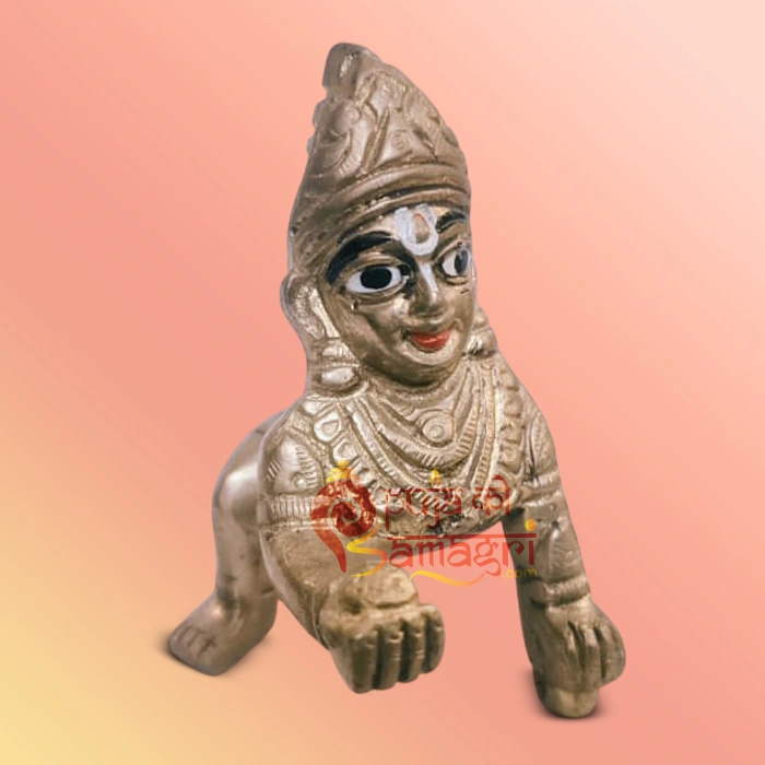 Brass Laddu Gopal Idol with Mukut