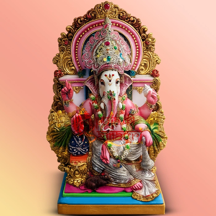 Deity Lord Ganesha on Singhasan Deity Lord Ganesha on Singhasan