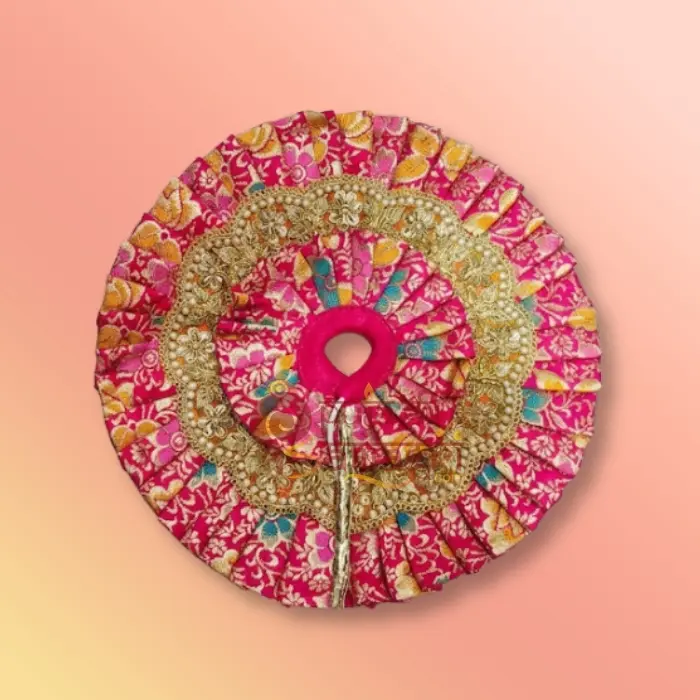 Pink Banarasi Design Laddu Gopal Vastra - Image 1