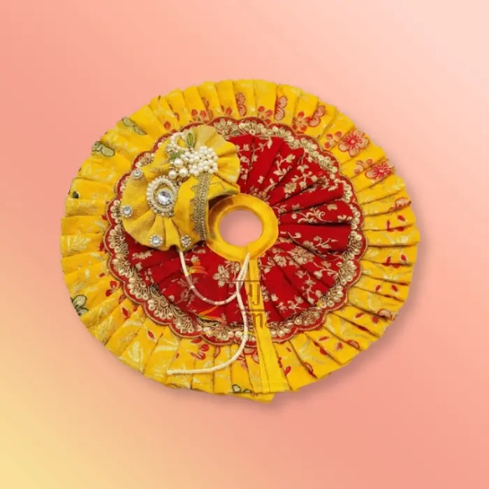Gopal Vastra 62 Red Yellow Heavy Design Gopal Vastra with Mukut - Image 1