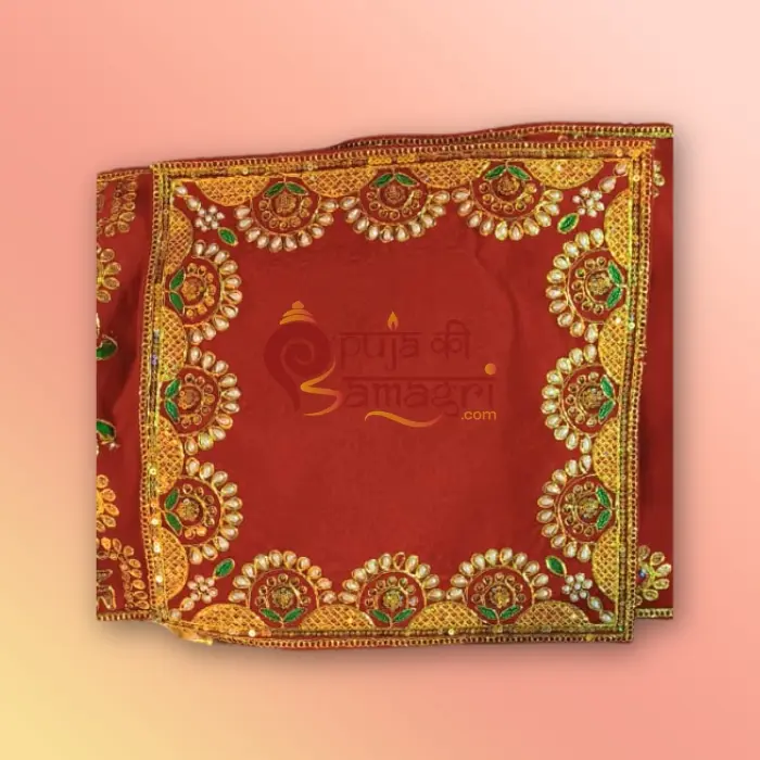 Red Embroidered Puja Aasan