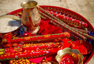 Gujarati Vivah Samagri with Madhuparka Kankavati and Puja Items