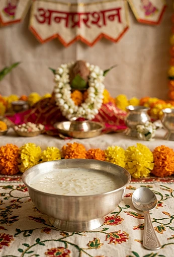 Payesh payas sweet rice pudding Annaprashan first food Mukhe Bhaat