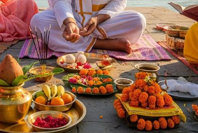 Mahalaya Shraddha pitru paksha puja with pind daan and tarpan