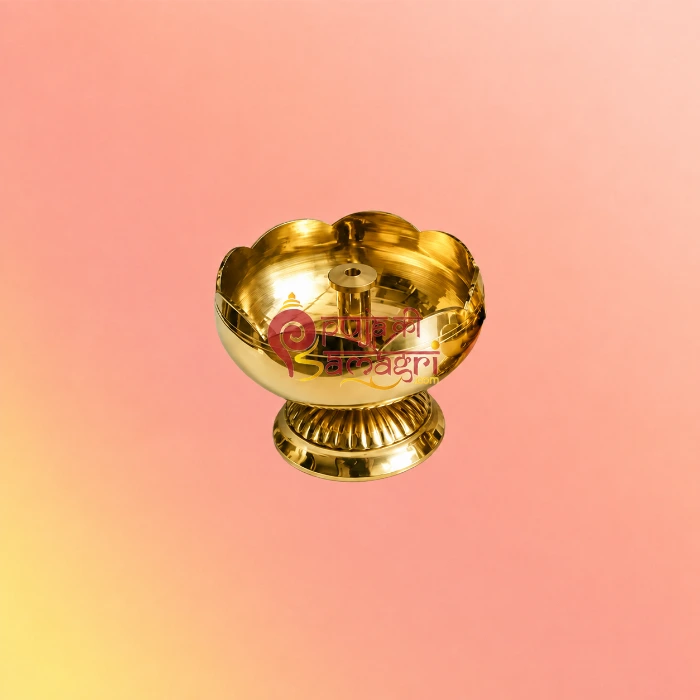 Medium Brass Ghee Pradip Set