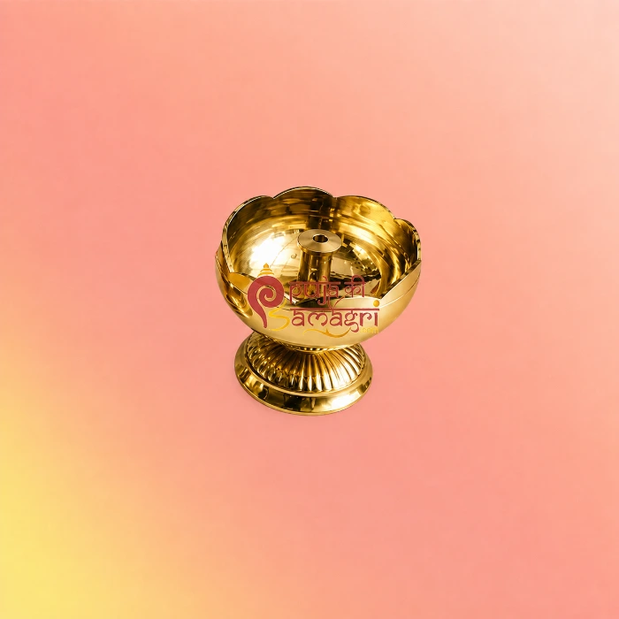 Small Brass Ghee Pradip Set